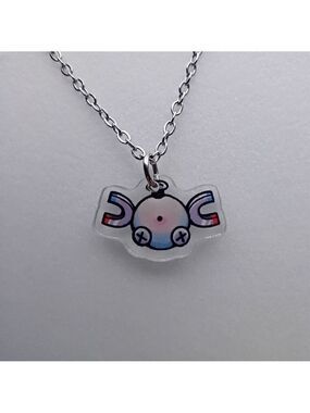 2/$10 Stainless Steel Acrylic Pokemon Magnemite Necklace
